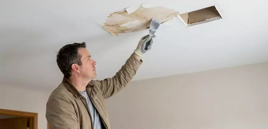 Ceiling Water Stain and Drywall Repair in Eton